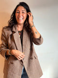 Double-breasted blazer met ruitmotief