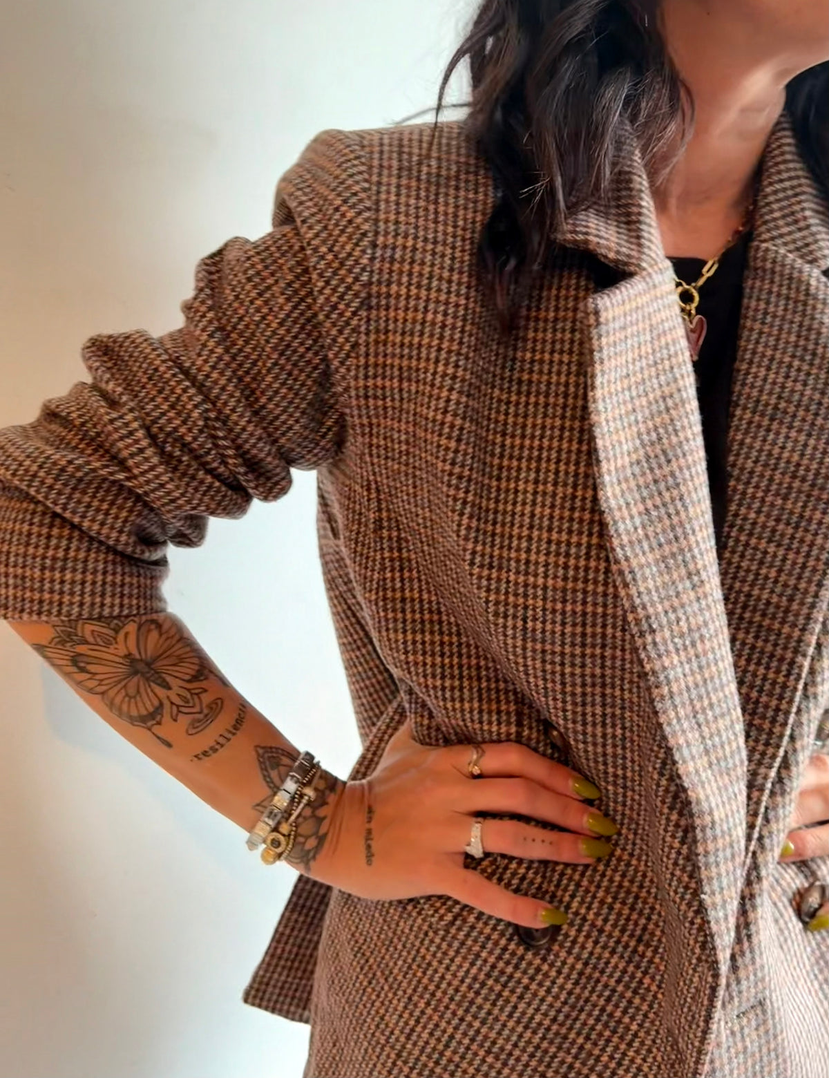 Double-breasted blazer met ruitmotief