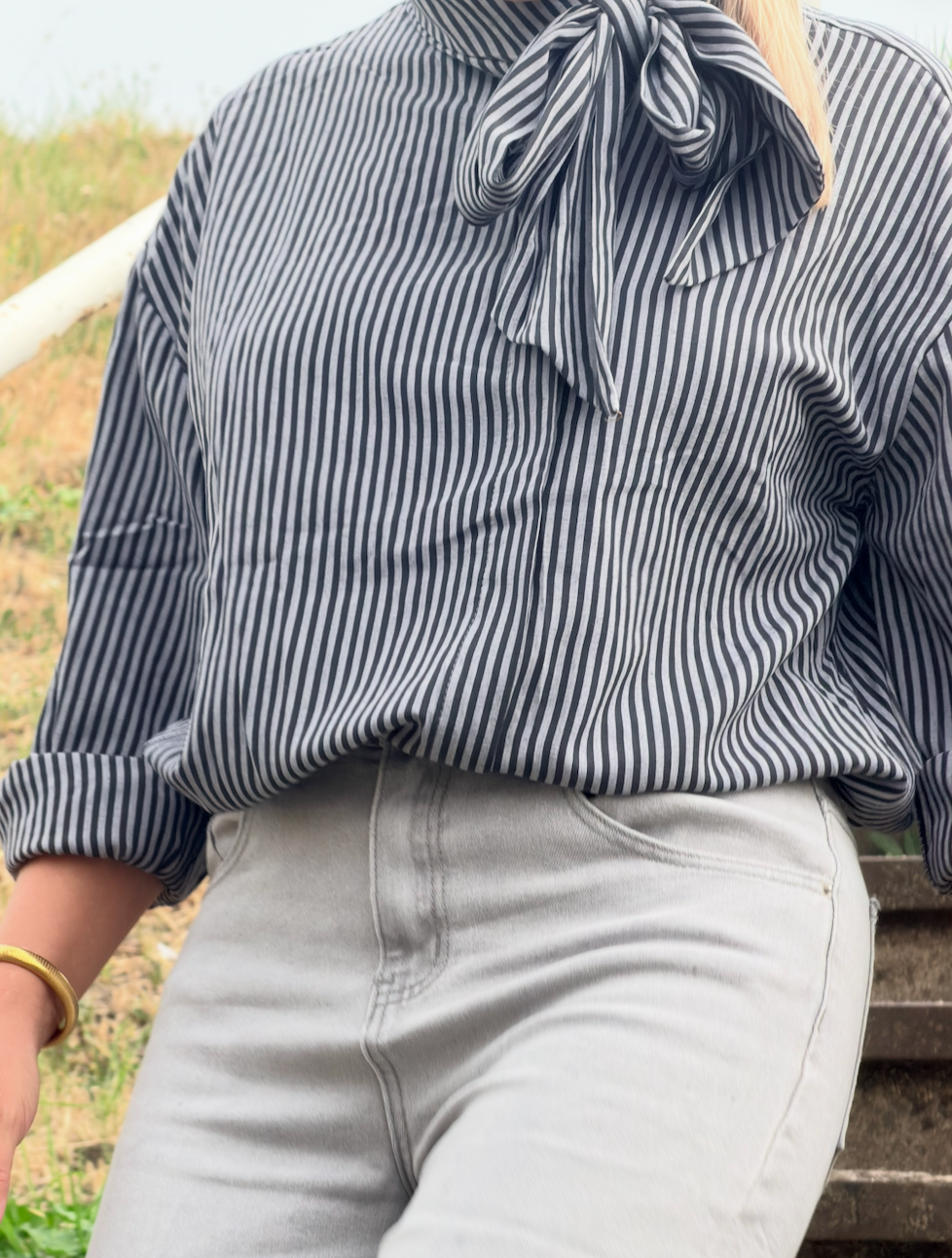 Strikblouse met Streepprint