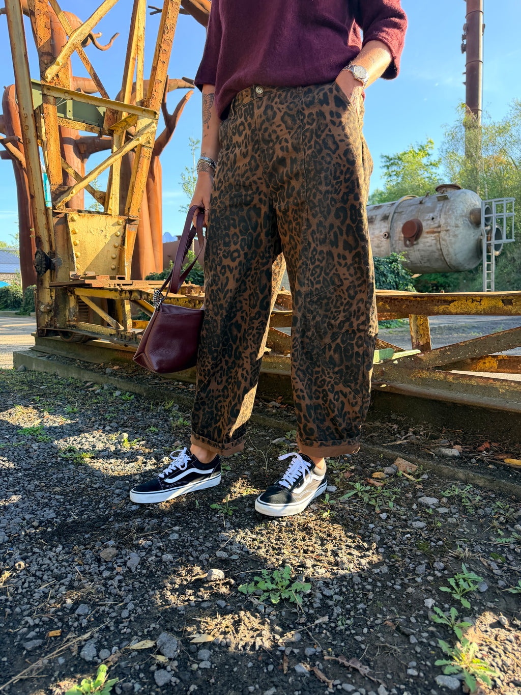 Leopard Print Wide-Leg Jeans