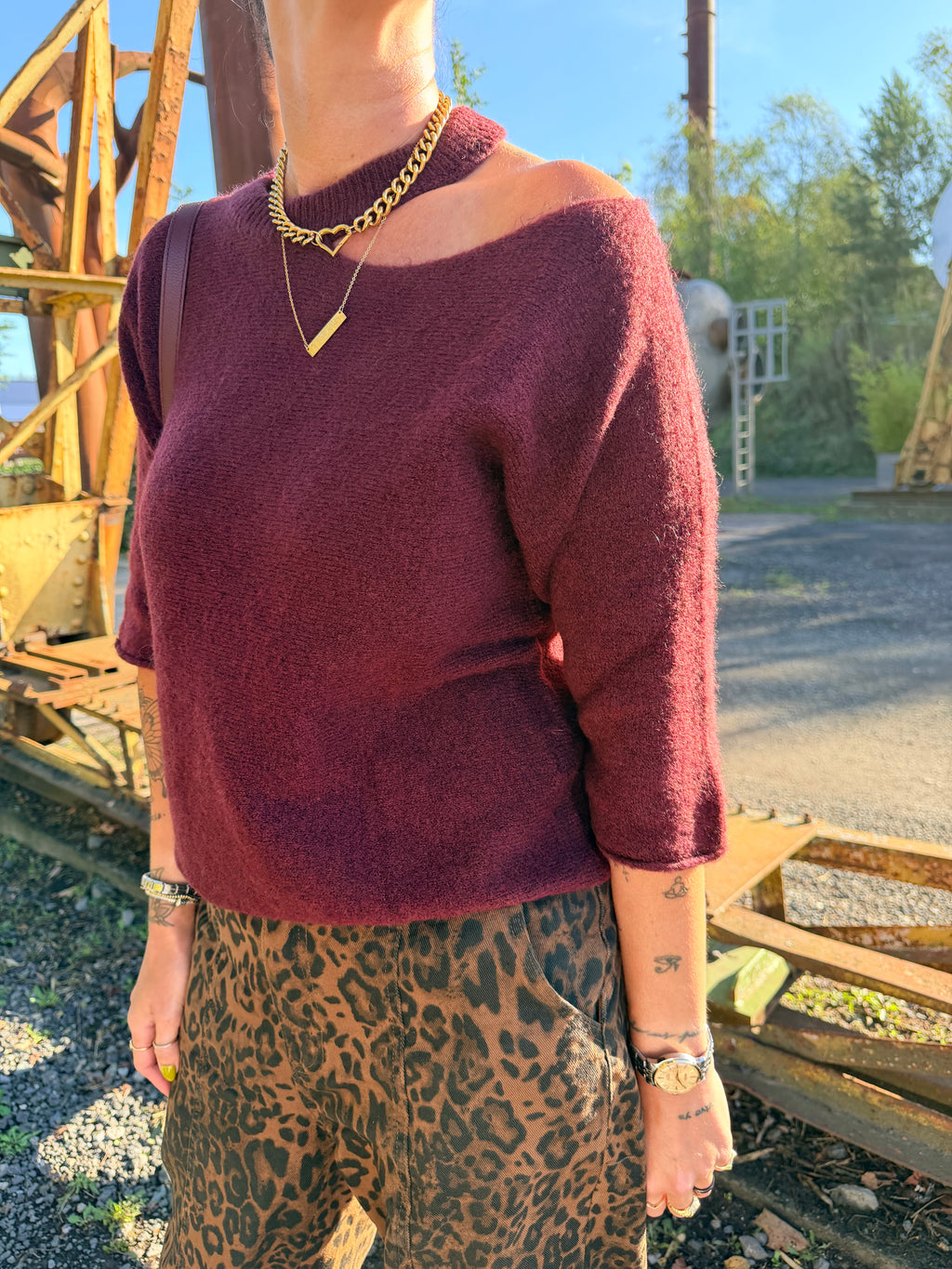 Cut-Out Shoulder Knit