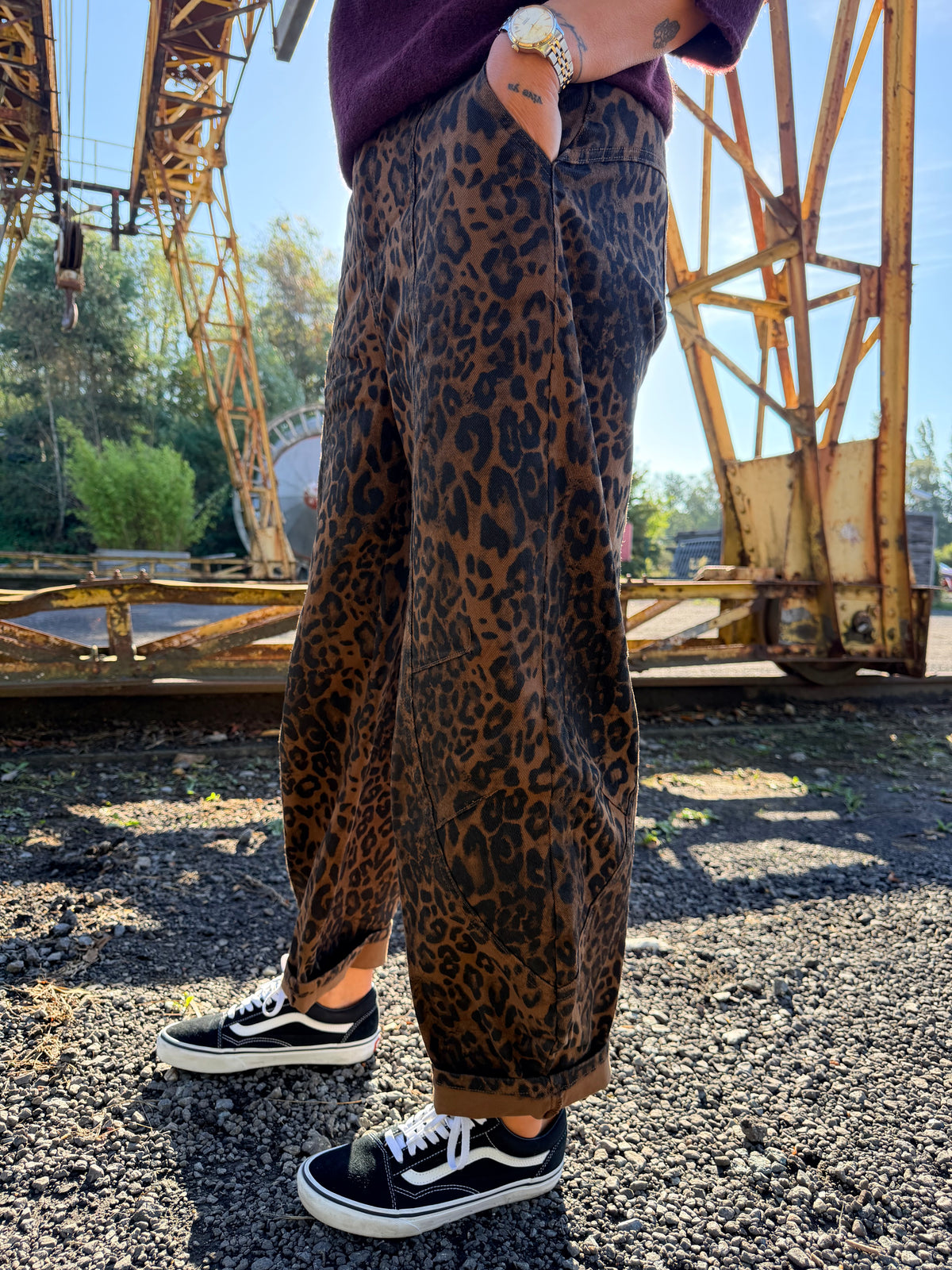 Leopard Print Wide-Leg Jeans