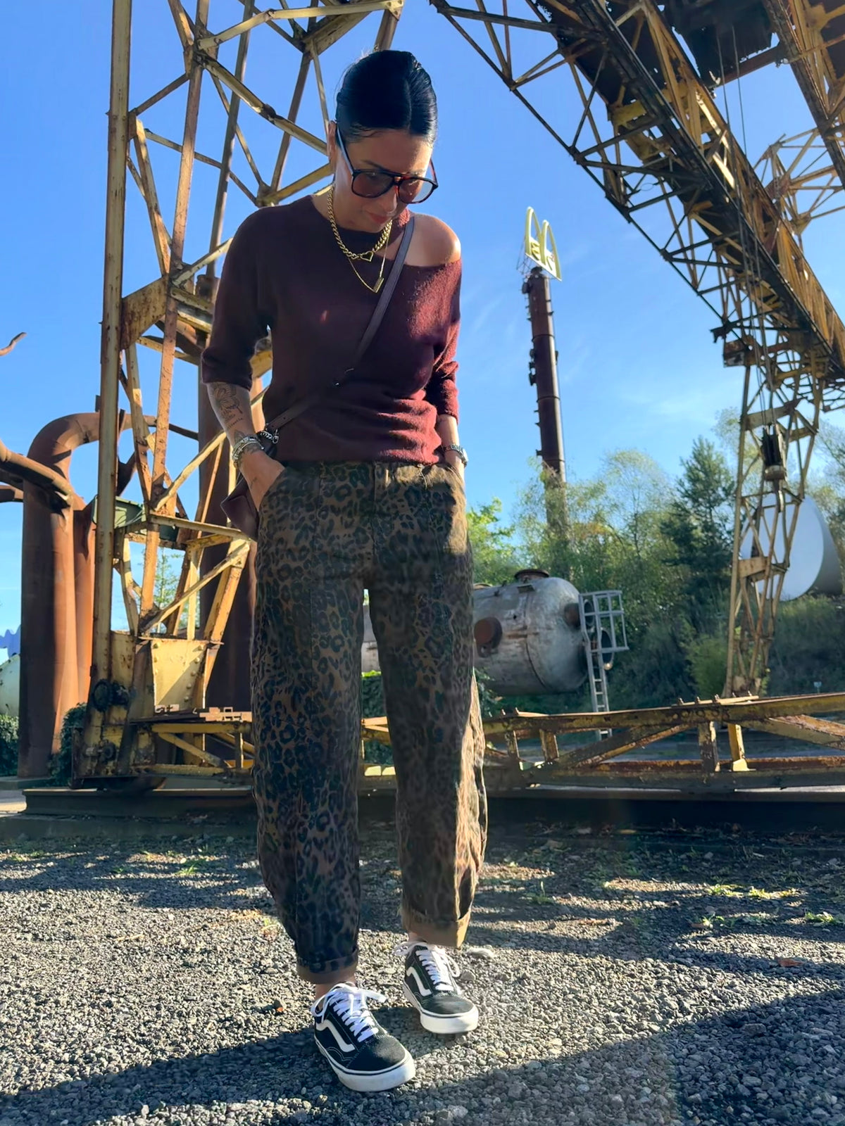 Leopard Print Wide-Leg Jeans