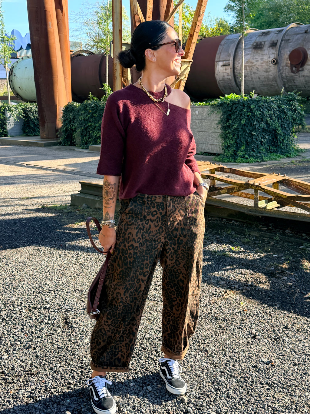 Leopard Print Wide-Leg Jeans