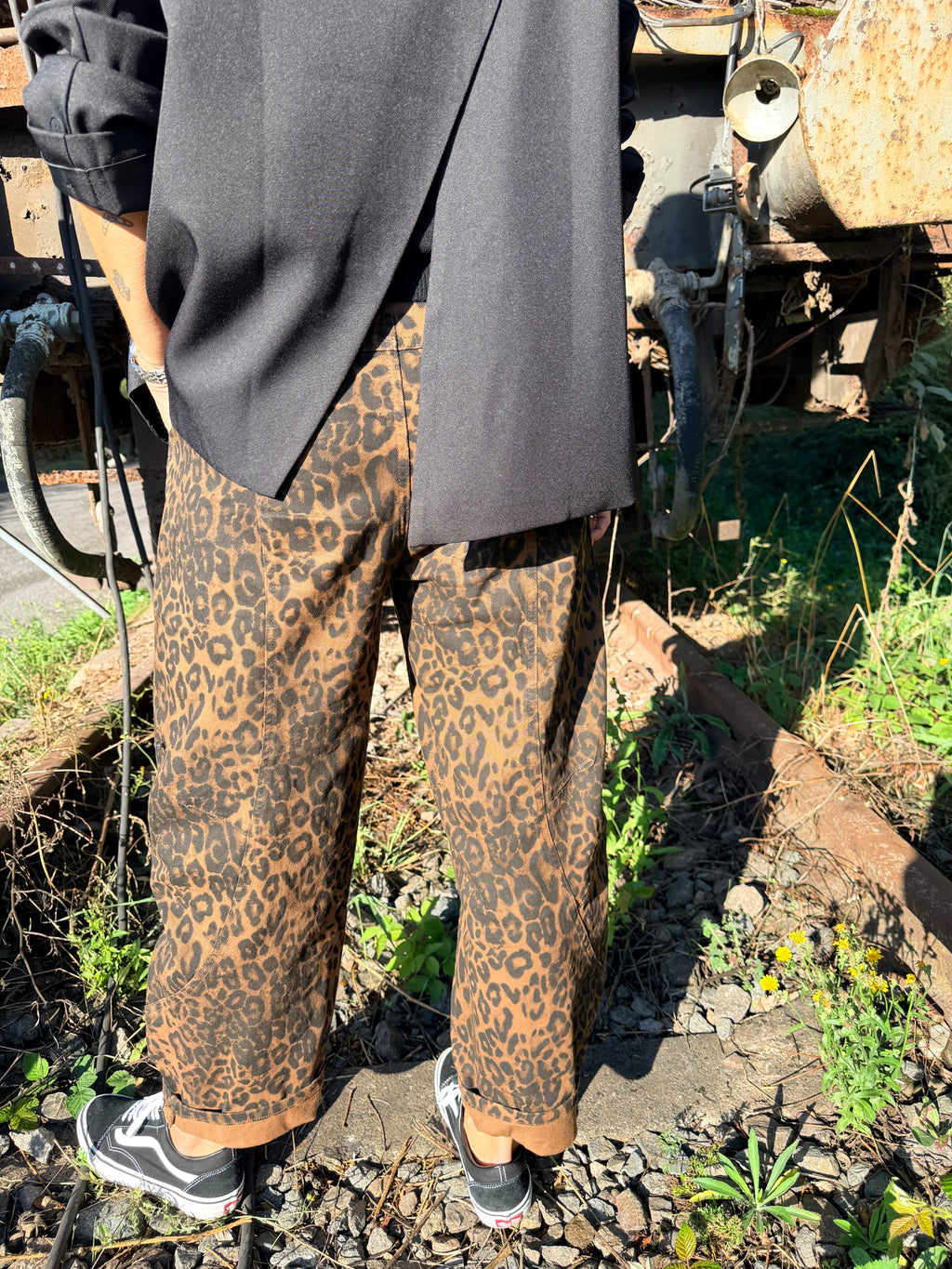 Leopard Print Wide-Leg Jeans