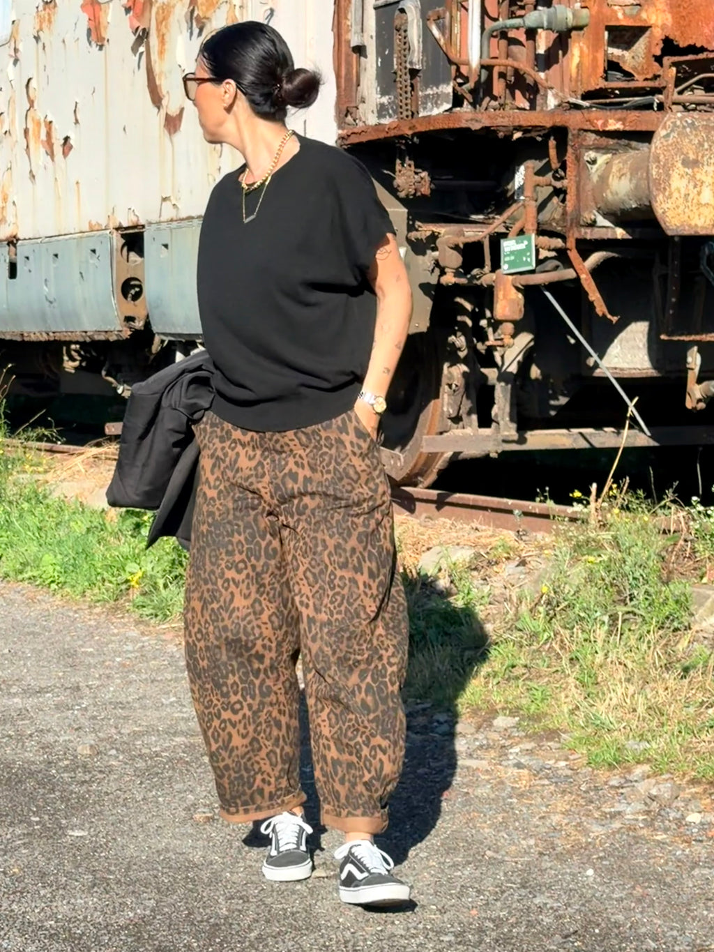 Leopard Print Wide-Leg Jeans