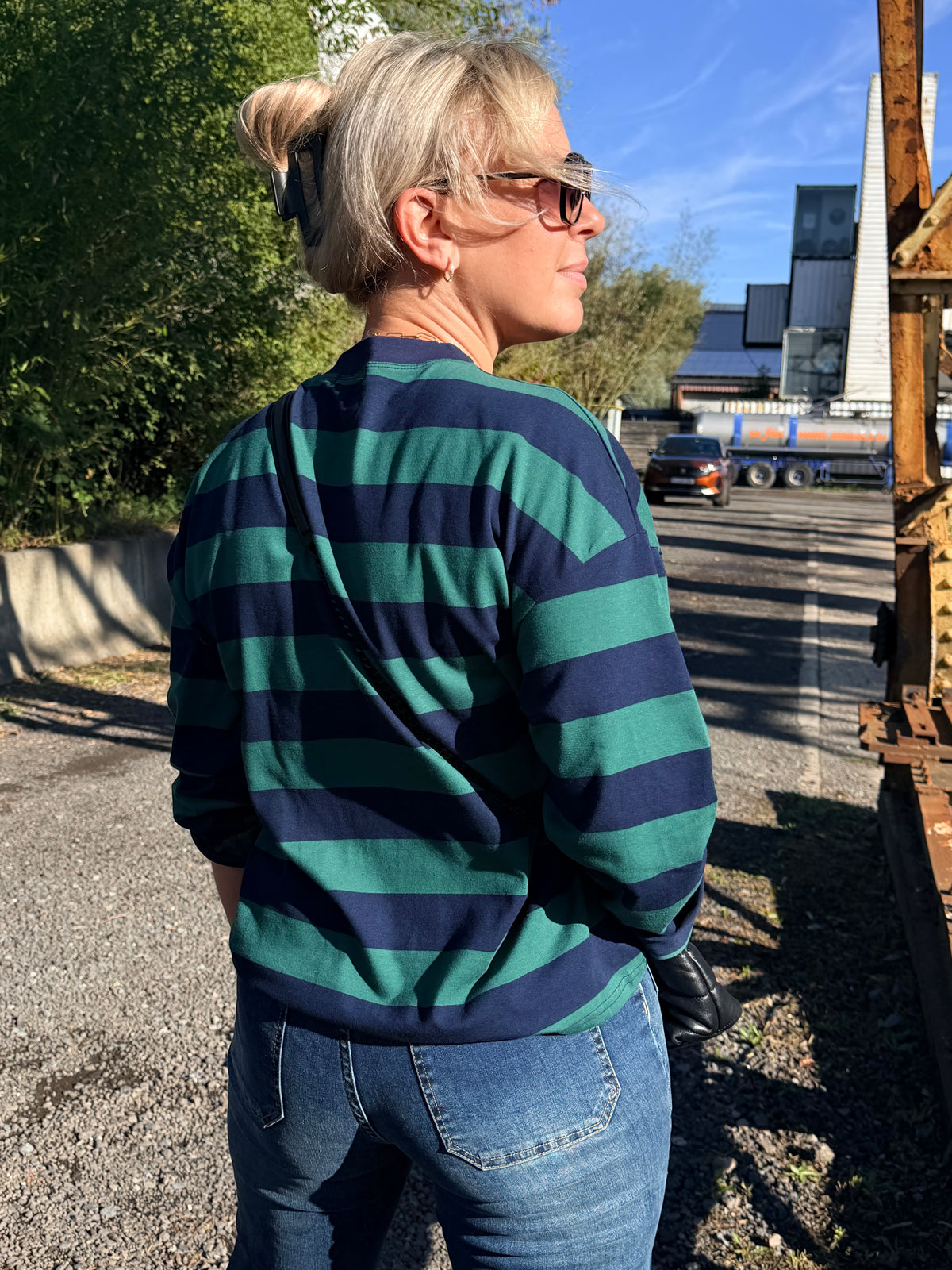 Striped Cotton Longsleeve Tee – Blauw/Groen