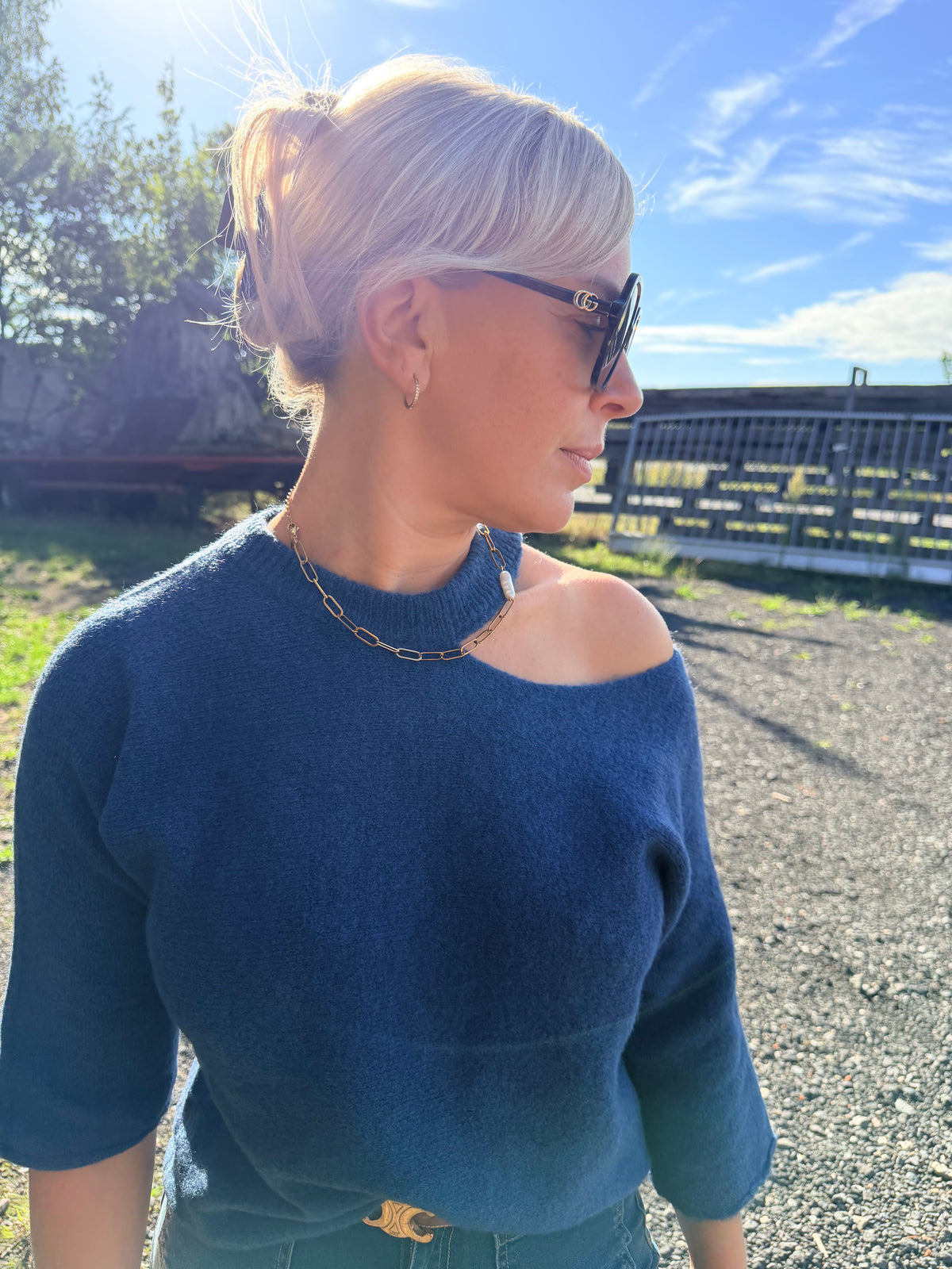 Cut-Out Shoulder Knit