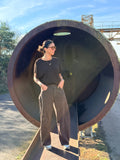 Dark Brown Wide-Leg Jeans